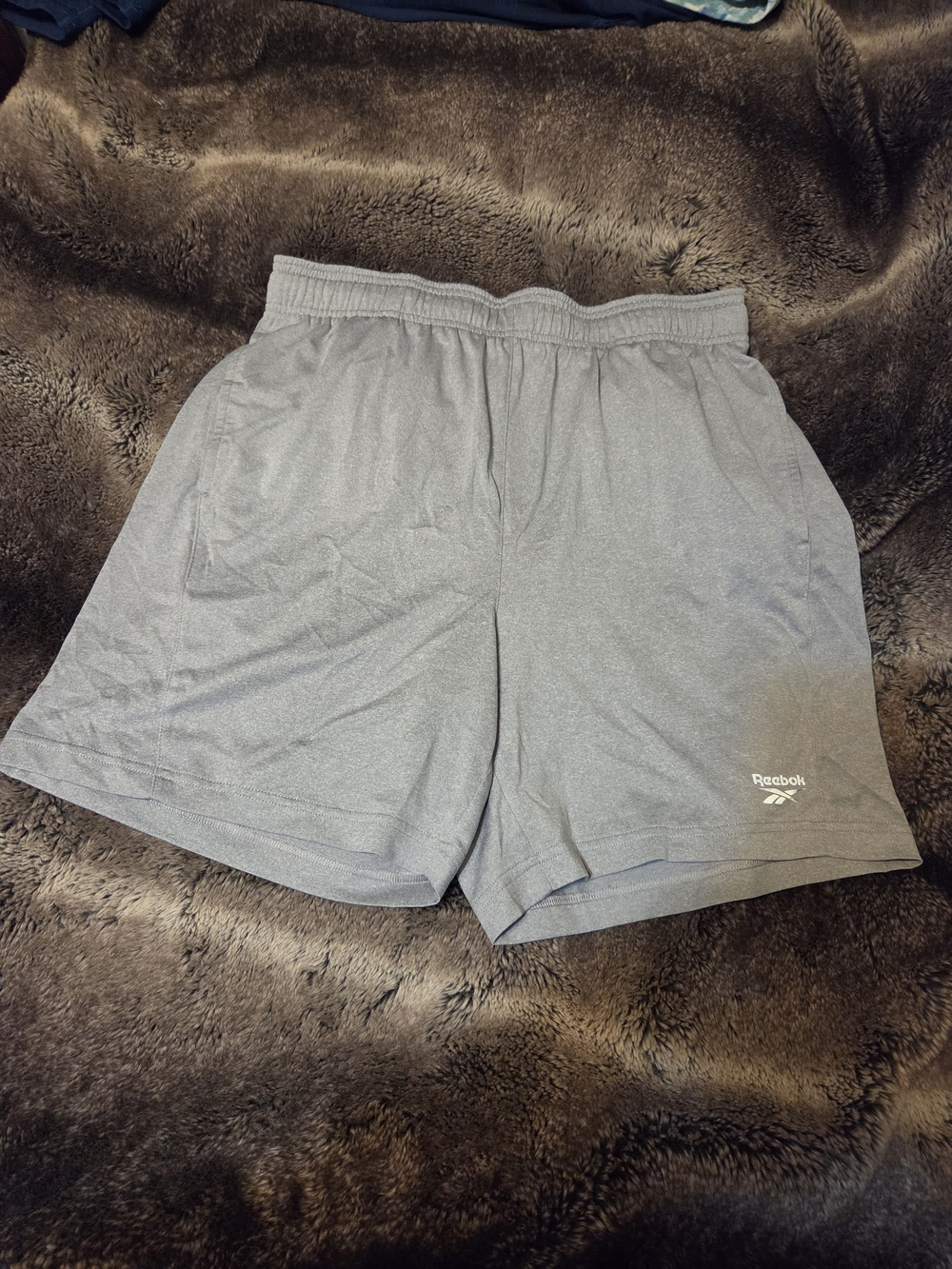 Reebok Men's Light Gray Athletic Shorts with Logo